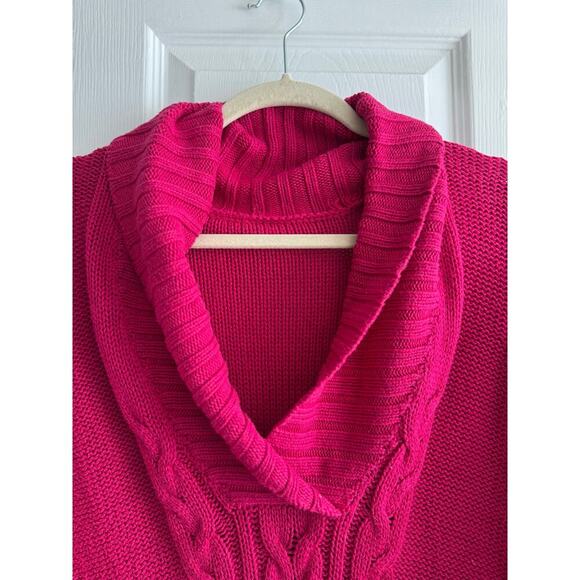 Handmade Upcycled Women’s Pink V Neck Cable Knit Flowy Sweater size Large XL - Picture 2 of 5